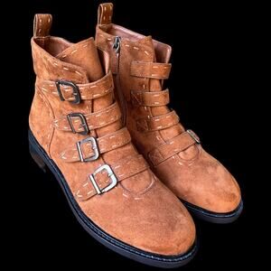 Aerosoles Arezzo Women's Size 10 buckle bootie faux suede brown boot